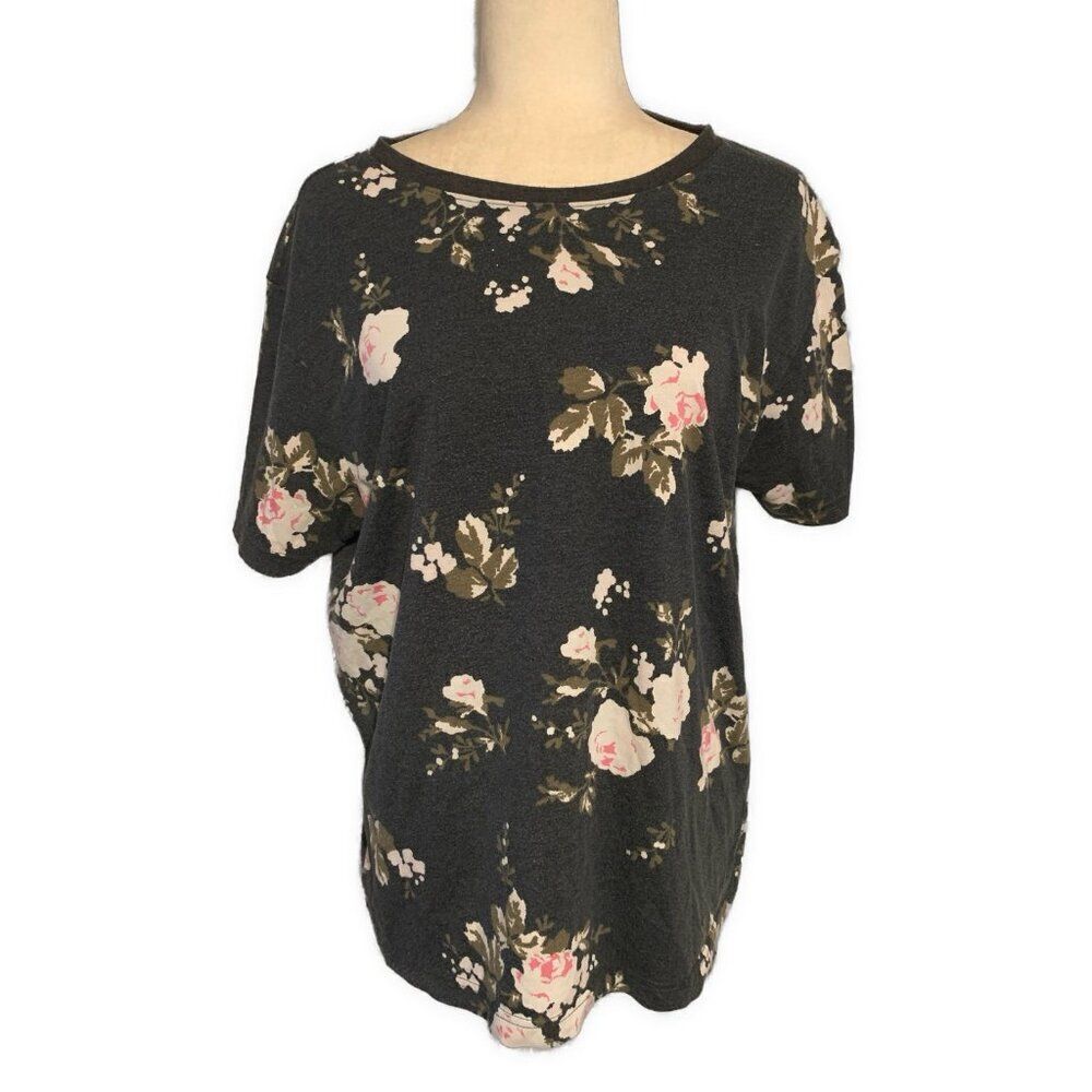 Original Use Blue White Floral Short Sleeve T Shirt Top Large